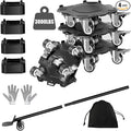 Furniture Dolly & Movers 4-Pack 3000lbs - Heavy Duty Interlocking Furniture Sliders with No Scratch Design, Safe for Hardwood Floors, for Sofa/Refrigerator/Piano Moving (Black, 7in)