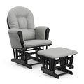 Storkcraft Premium Hoop Glider & Ottoman (Black with Light Gray) — GREENGUARD Gold Certified, Wood Craftsmanship, Convenient Storage Pockets, Smooth-Gliding Chair for Nursery, Multi-Award-Winning