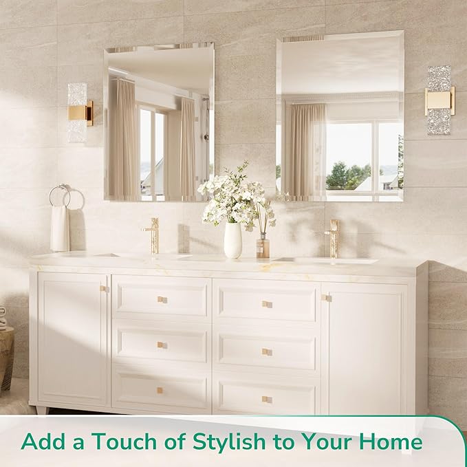 TokeShimi 55x36 Rectangle Bathroom Vanity Mirror Beveled, Tempered Frameless Wall Mirror with 1" Beveled Edge, Shatterproof Farmhouse Mirror Wall Mounted for Living Room, Entryway, Restroom