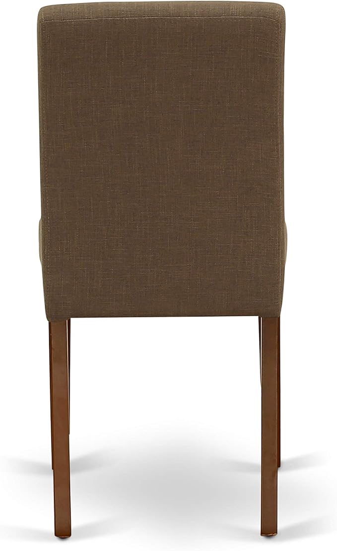 East West Furniture CAAB7-MAH-18 7 Piece Modern Dining Table Set Consist of a Rectangle Wooden Table and 6 Coffee Linen Fabric Upholstered Chairs, 36x60 Inch, Mahogany