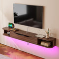 Floating TV Stand,70'' Wall Mounted TV Cabinet,Floating TV Console,Under TV Shelf with 1 Door and 2 Cabinets for TVs up to 75''(Walnut)