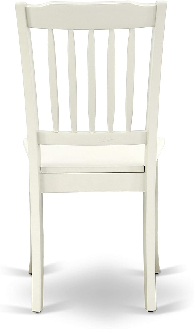 East West Furniture SUDA3-LWH-W 3 Piece Dining Room Table Set Contains a Round Dining Table with Dropleaf & Shelves and 2 Wood Seat Chairs, 42x42 Inch, Linen White