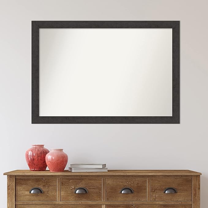 Amanti Art Brown Bathroom Mirror for Over Sink, 28x40 Rustic Plank Espresso Narrow Rectangle Vanity Mirror, Large Country Rustic Frame, Hangs Horizonally and Vertically, Bathroom Wall Decor,