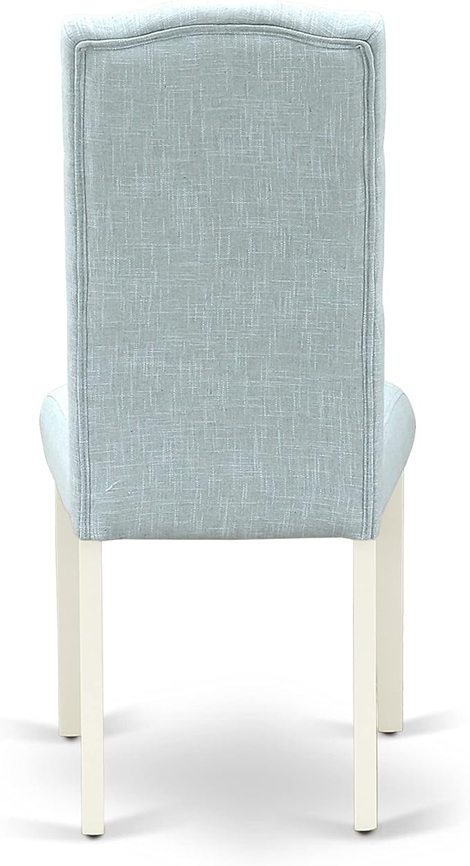 East West Furniture X027CE215-5 5 Piece Modern Dining Table Set Includes a Rectangle Wooden Table with X-Legs and 4 Baby Blue Linen Fabric Upholstered Chairs, 40x72 Inch, Multi-Color