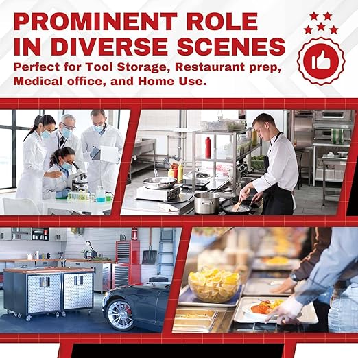 DuraSteel Stainless Steel Work Table 24" x 12" x 34" Height w/ 4 Caster Wheels - Food Prep Commercial Grade Worktable - NSF Certified - Good for Restaurant, Business, Warehouse, Home, Kitchen, Garage