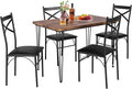 VECELO Kitchen Dining Room Table Set with 4 Chairs for Small Space, Apartment,Metal Steel Frame