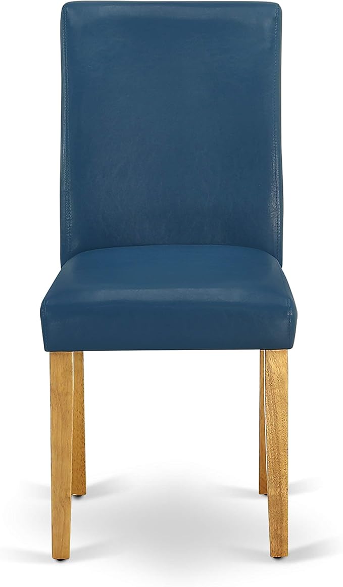 East West Furniture VAAB9-OAK-55 9 Piece Modern Dining Table Set Includes an Oval Wooden Table with Butterfly Leaf and 8 Oasis Blue Faux Leather Parson Dining Chairs, 40x76 Inch, Oak