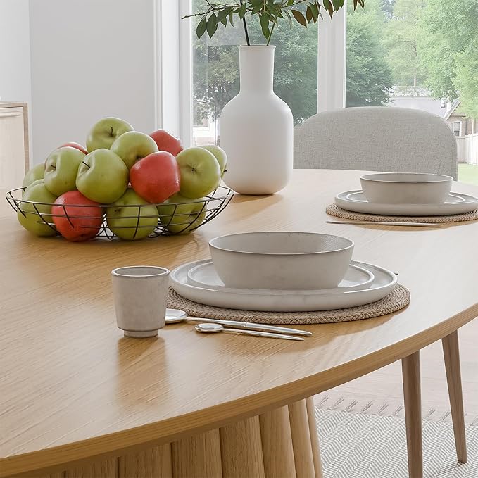 Casaphoria 67" Oval Dining Table, Modern Wood Kitchen Table with Cone Shaped Strip Convex Base for Living Room & Dining Room, Easy Assembly Farmhouse Furniture for 4-6, Oak