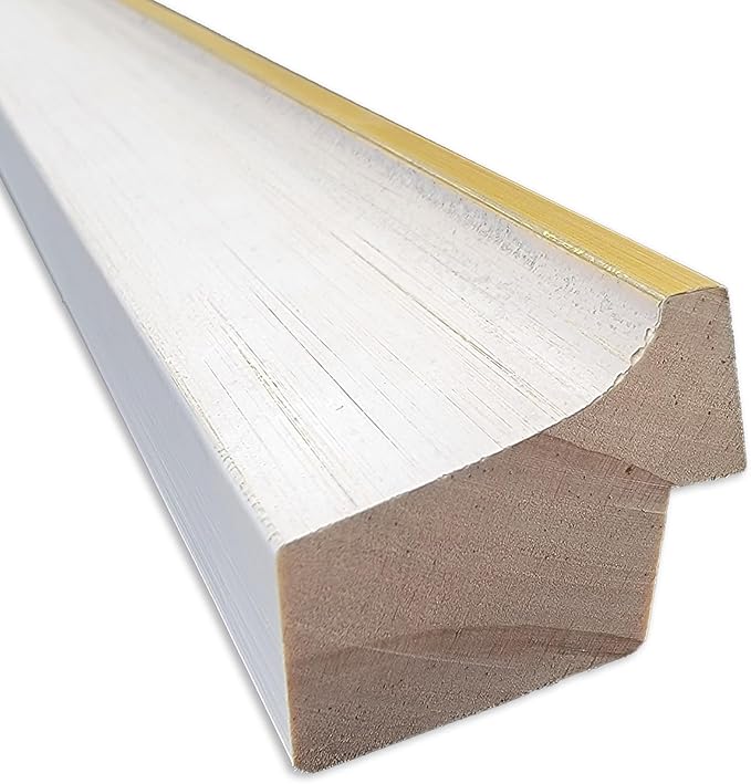 Amanti Art White Bathroom Mirror for Over Sink, 24x30 Morgan White Gold Rectangle Vanity Mirror, Large Modern Contemporary Wood Frame, Hangs Horizonally and Vertically, Bathroom Wall Decor, Beveled