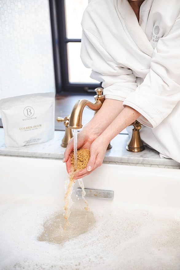 Bathorium Golden Hour Mud Mineral Soak, Detox Bath Soak with French Grey Sea Salt, Ginger & Mandarin, Sinus Relief & Recovery, pH-Balanced for Women, Approximately 3 Baths, 32 oz