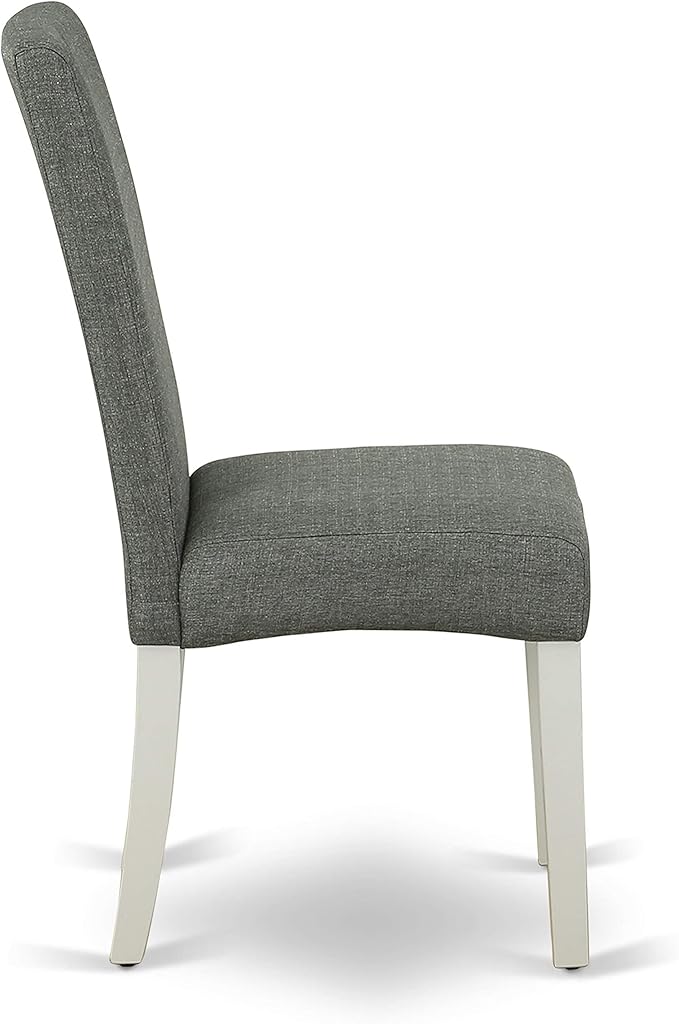 East West Furniture LGDR5-LWH-07 5 Piece Kitchen Table Set for 4 Includes a Rectangle Butterfly Leaf Dining Table and 4 Gray Linen Fabric Upholstered Chairs, 42x84 Inch, Linen White