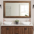 YOSHOOT Hand-Made Wooden Spliced Wall Mirror for Bathroom, Rustic Farmhouse Vanity Mirror, Décor Wall Art, Solid Wood Frame, Vertical or Horizontal Hanging