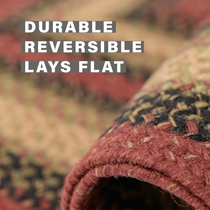 Homespice Highland Multi Color Oval Area Rugs, 5x8' - Handmade with Jute, Warm Country and Lodge Decor, Perfect for Living Rooms and Bedrooms - Durable, Easy to Clean and Pet Friendly