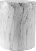 JONATHAN Y TBL1101A Troy 16" Modern Minimalist Faux Marble Column Indoor/Outdoor Indoor/Outdoor Accent Table Modern, Contemporary, Minimalist, Transitional for Living Room, Garden, Patio, Gray/White