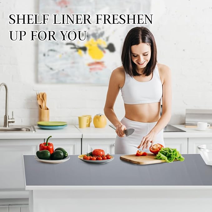 Beautysaid Shelf and Drawer Liner for Kitchen Cabinet, Non Adhesive Non Slip Shelf Paper Waterproof Washable Thickened for Dresser Pantry Shelve Bathroom Protector Liner(Gray,12 in x 10 FT)