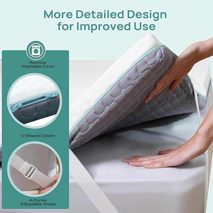 2 Inch Memory Foam Mattress Topper Full Size, Soft Mattress Topper for Back Pain Relief, Orthopedic Bed Topper with 2-Sided Breathable Cover, Ergonomic 5-Zone Design, CertiPUR-US Certified