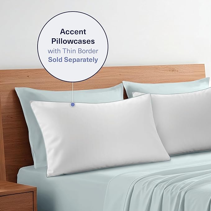 Kickoff Viscose Bamboo Sheets Twin XL Size 3-pc 100% Organic Bamboo Viscose Bed Cooling Sheets Twin XL Size Set Cool Bedding for hot Sleepers Sheet, Flat, Fitted, Pillowcase (Coastal Blue, TXL)