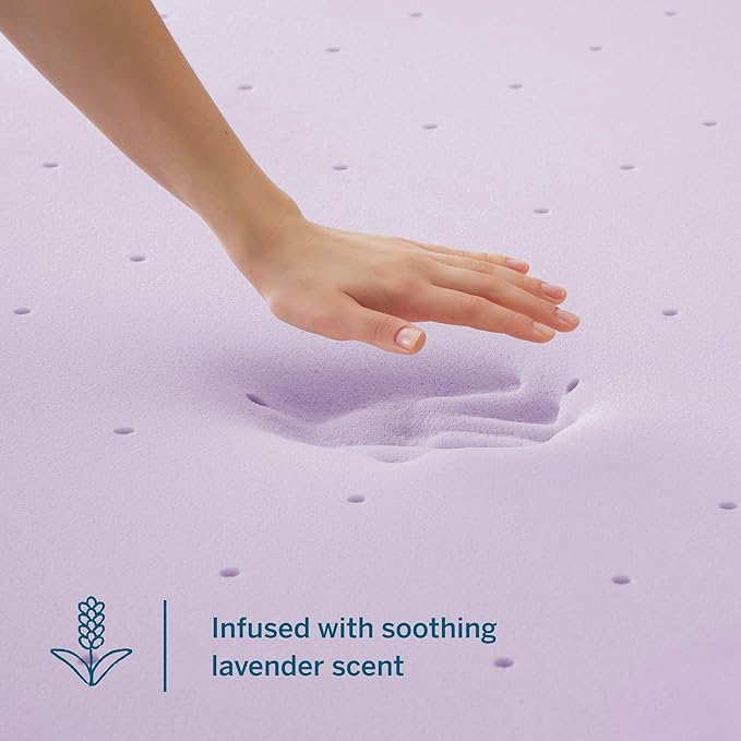 Lucid 2 Inch Lavender Infused Memory Foam Mattress Topper - Ventilated Design – Pressure Relieving Bed Topper - Mattress Pad – CertiPur Certified - Full Size