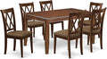 East West Furniture DUCL7-MAH-C 7 Piece Dining Set Consist of a Rectangle Dinner Table and 6 Linen Fabric Kitchen Dining Chairs, 36x60 Inch, Mahogany