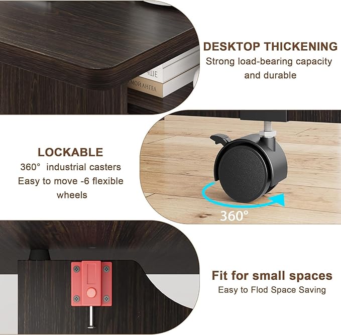 GarveeHome Folding Dining Table, Space Saving Farmhouse Dining Table for 4 Storage Shelf, 6 Wheels Multipose Expandable Kitchen Drop Leaf Table for Small Space (Dark Walnut, 50.1"D x 31.4"W x 29.5"H)
