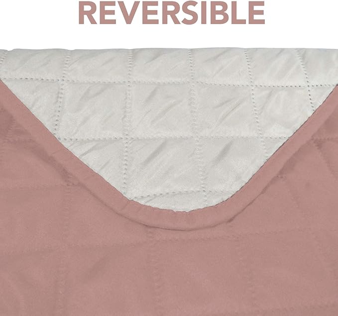 PureFit Reversible Sofa Couch Cover Water Resistant Couch Covers for 3 Cushion, Washable Furniture Cover with Non-Slip Foam and Adjustable Strap for Dogs, Pets (Sofa, Pink/Ivory)
