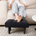 HOUCHICS Small Footstool Ottoman,Velvet Soft Footrest Ottoman with Wood Legs,Sofa Footrest Extra Seating for Living Room Entryway Office(Black 1PACK)