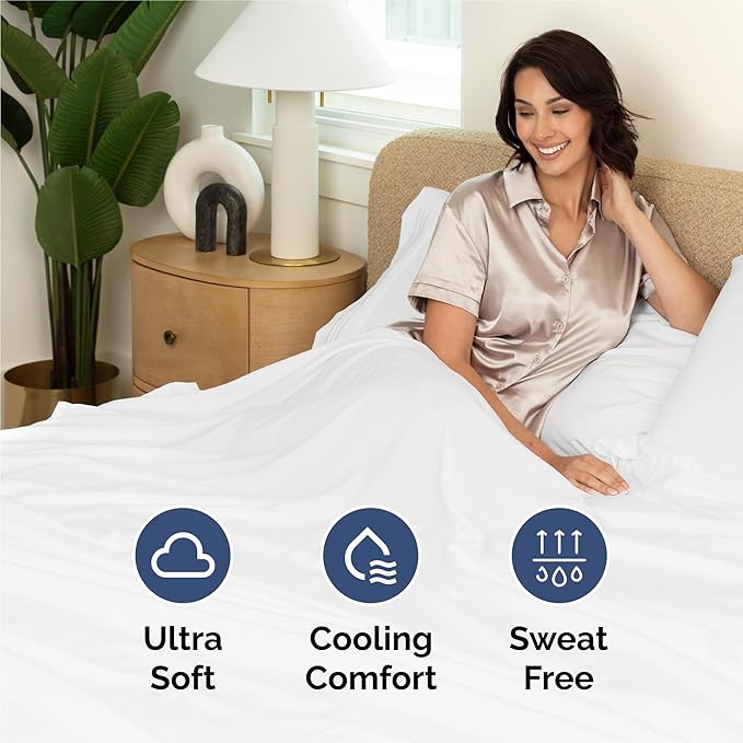 King Size 4 Piece Sheet Set - Comfy Breathable & Cooling Bed Sheets Set - Hotel Luxury Bedding for Women, Men, Kids, Teens, Boys & Girls - Deep Pockets, Ultra-Soft and Wrinkle Free - Oeko-Tex - White