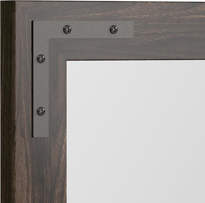 VocalStar Black Wood Framed Mirror 24 x 32 Inch, Rustic Natural Black Wooden Rectangle Bathroom Vanity Wall Mirror for Farmhouse Boho Decor, 1/4-inch Shatterproof Glass | Waterproof