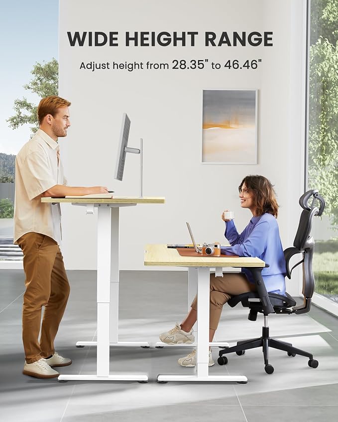 ErGear Height Adjustable Electric Standing Desk, 40 x 24 Inches Sit Stand up Desk, Small Memory Computer Home Office Desk with Two-Piece Desktop (Natural)