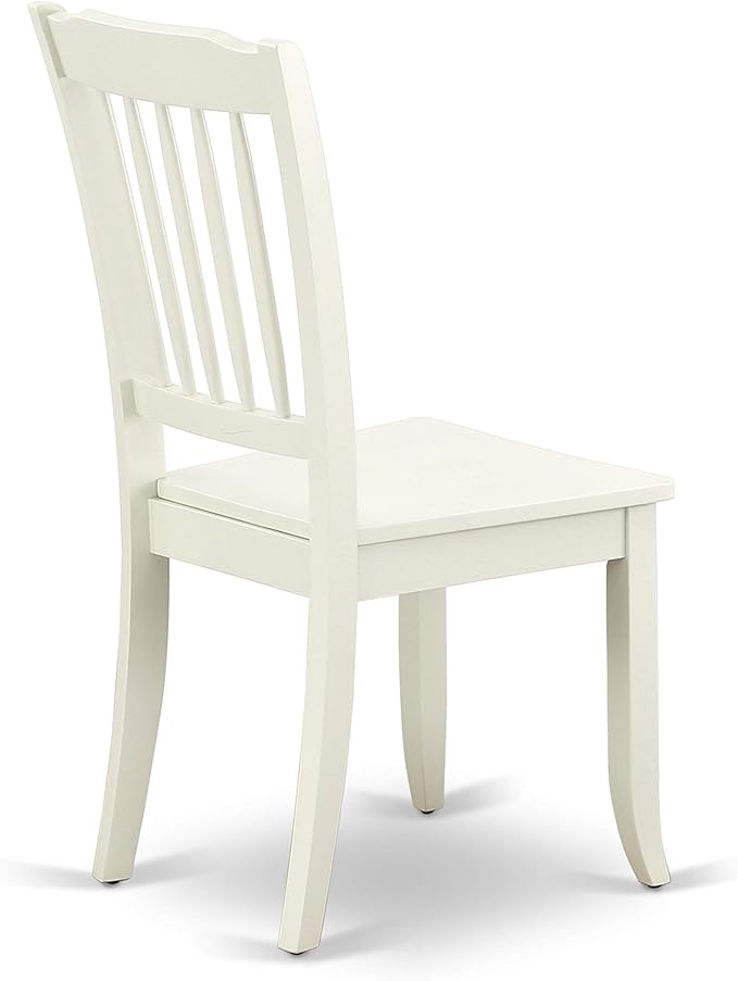 East West Furniture SUDA3-LWH-W 3 Piece Dining Room Table Set Contains a Round Dining Table with Dropleaf & Shelves and 2 Wood Seat Chairs, 42x42 Inch, Linen White