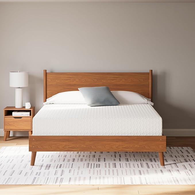Signature Design by Ashley California King Size Chime 12" Medium Firm Memory Foam Mattress,Fiberglass Free with Green Tea & Charcoal Gel for Pressure Relief, White, Fiberglass Free, Mattress In A Box