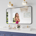 Bathroom Mirror, 30X50 Inch Black Metal Framed Mirror for Bathroom, Tempered Glass, Anti-Rust, Rounded Rectangle Mirror for Restroom, Bedroom, Black
