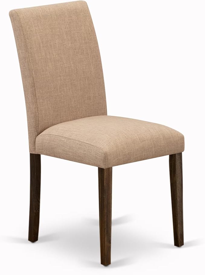 East West Furniture V727AB747-5 5 Piece Kitchen Table Set for 4 Includes a Rectangle Dining Room Table with V-Legs and 4 Light Sable Linen Fabric Parsons Chairs, 40x72 Inch, Multi-Color