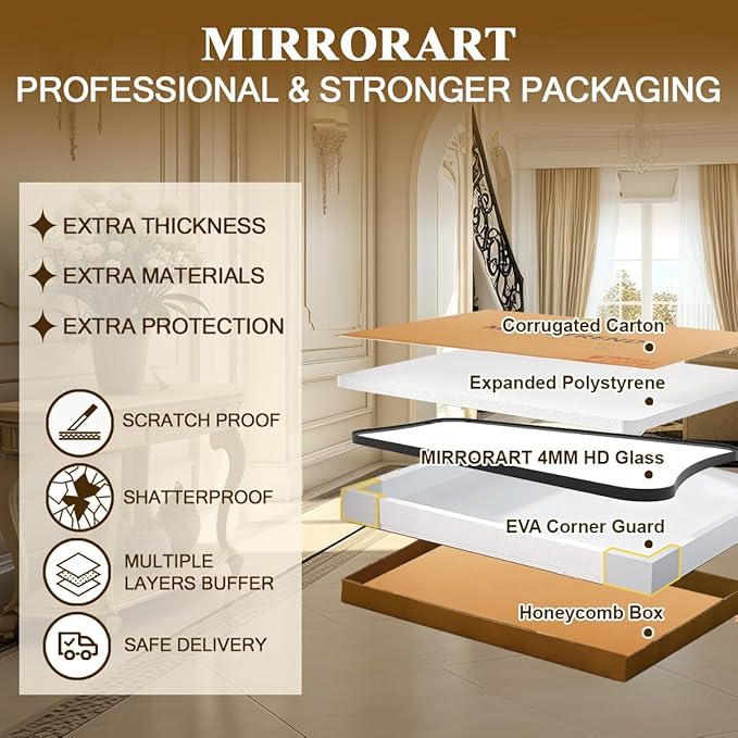 Black Bathroom Mirror, Black Vanity Mirror, 22x30 Irregular Shaped Mirror for Wall, Anti-Rust Metal Framed Wavy Mirror