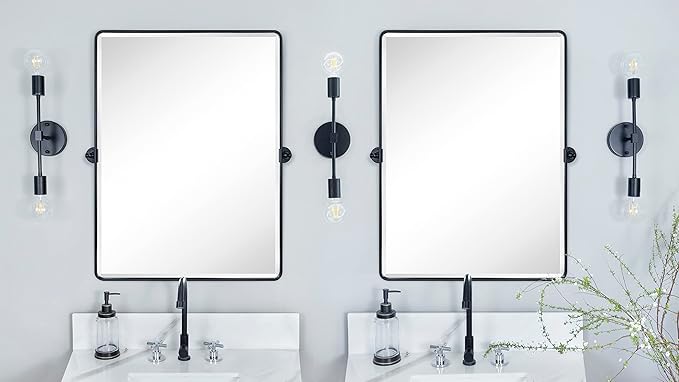 TEHOME 30 x 40'' Oil Rubbed Bronze Pivot Bathroom Mirror Tilt Vanity Mirror Large 40x30'' Dark Bronze Metal Framed Rectangle Pivoting Beveled Vanity Mirrors for Wall, Vertical