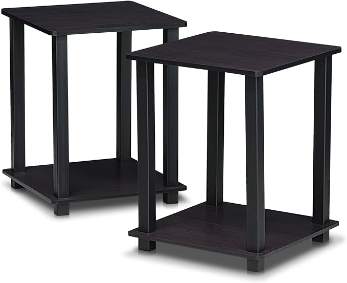 Furinno Simplistic Set of 2 End Table, Dark Walnut