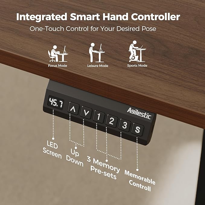 Agilestic 63 x 55 Inch L Shaped Standing Desk Adjustable Height, Corner Standing Desk, Sit Stand Up Computer Table, Splice Board, Dark Walnut