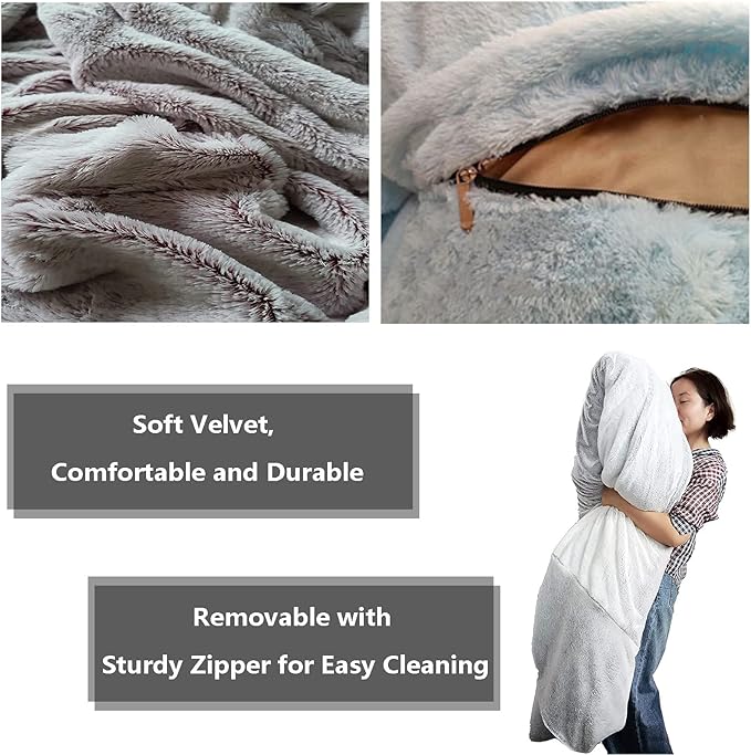 Giant Fur Bean Bag Chair Cover for Kids Adults, (No Filler) Living Room Furniture Big Round Soft Fluffy Faux Fur Beanbag Lazy Sofa Bed Cover (Light Grey, 7FT)