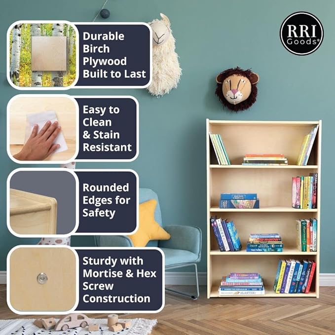 2 Shelf Montessori Horizontal Bookcase with Wheels (47" Width) |Bookshelf - Toy Storage Organizer, Arts, Crafts & Supplies Storage Unit for Home, Office, Classroom, Daycare
