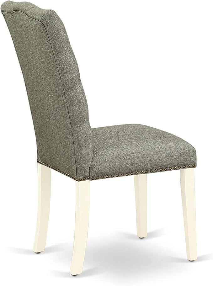 East West Furniture X027EL207-5 5 Piece Dining Room Furniture Set Includes a Rectangle Dining Table with X-Legs and 4 Gray Linen Fabric Upholstered Chairs, 40x72 Inch, Multi-Color