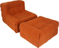 Bean Bag Chair - Memory Foam Bean Bag Chair for Adults, Comfy High-Resilience Single Sofa, Small Space Floor Chair, Chaise Lounge for Living Room, Bedroom (Orange, Square + Ottoman)