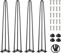 TEN49 Heavy Duty Hairpin Table Legs - 34 Inch Industrial Black Furniture Legs - 1/2" Extra Thickness 3 Solid Rods Metal Table Legs - Fit for Mid-Century Modern Console Desk, Entryway Table Legs
