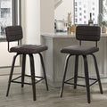Counter Height Bar Stools Set of 2 Wood Swivel Bar Stools for Kitchen Island Modern Square Barstools with Leather Back Cushion Industrial Vintage Bar Chair Rustic Furniture for Home Pub 24 Inch Brown