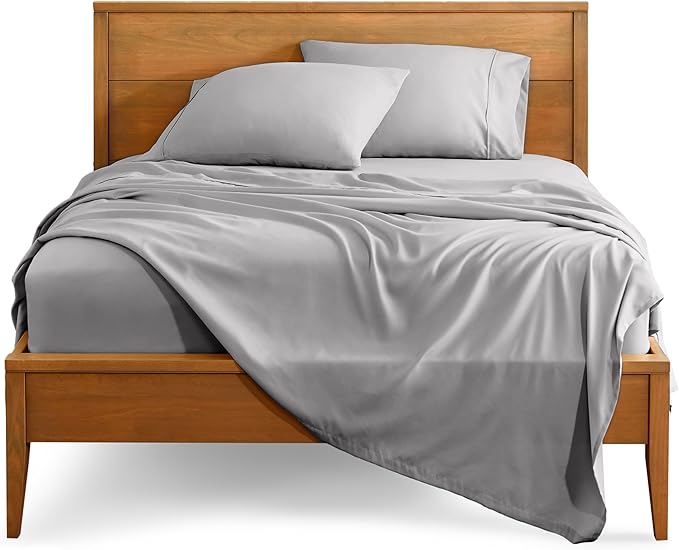 Bare Home Split California King Sheet Set - 1800 Ultra-Soft Microfiber Split California King Bed Sheets - Double Brushed - Deep Pockets - Easy Fit - 5 Piece Set (Split Cal King, Light Grey)