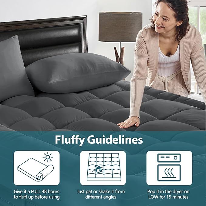 CYMULA RV King Mattress Topper - Extra Thick Cooling Mattress Pad Cover for Back Pain - Soft Mattress Protector Firm Bed Topper Pillow Top with 8-21 Inch Deep Pocket 3D Snow Down Alternative Fill