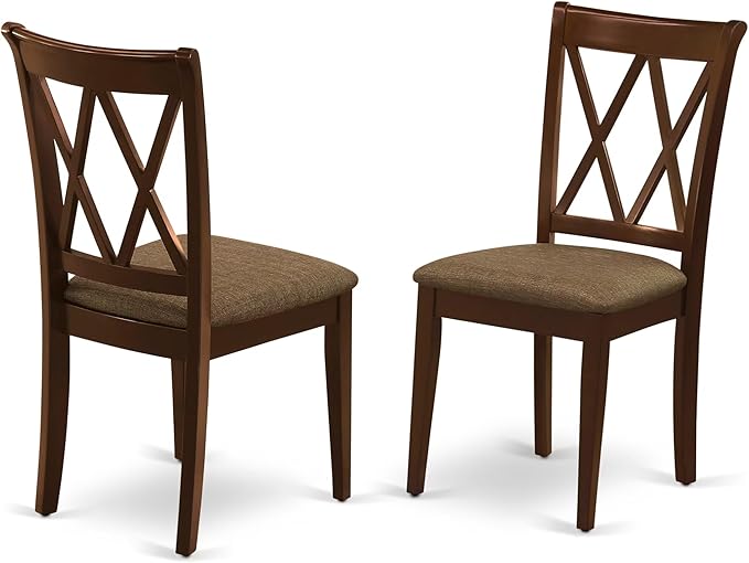 East West Furniture MZCL3-MAH-C 3 Piece Dining Table Set for Small Spaces Contains a Rectangle Dining Room Table with Dropleaf and 2 Linen Fabric Upholstered Chairs, 36x54 Inch, Mahogany