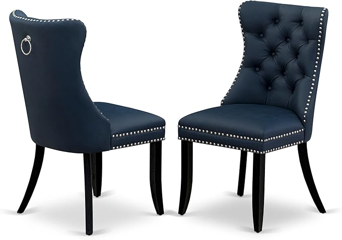 East West Furniture LGDA9-BLK-29 9 Piece Dinette Set Includes a Rectangle Dining Table with Butterfly Leaf and 8 Polyester Fabric Upholstered Chairs, 42x84 Inch, Black