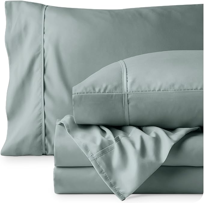 Bare Home Twin Sheet Set - 1800 Ultra-Soft Microfiber Twin Bed Sheets - Double Brushed - Deep Pockets - Easy Fit - Extra Soft - 3 Piece Set - Bedding Sheets & Pillowcases (Twin, Sea Spray)