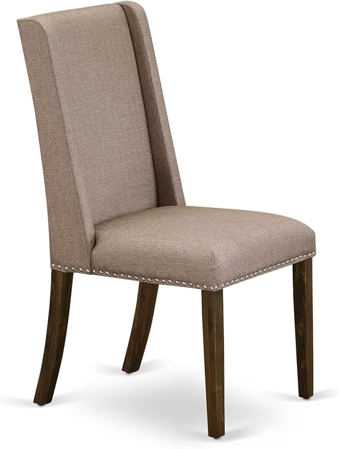 East West Furniture V777FL716-5 5 Piece Dining Table Set for 4 Includes a Rectangle Kitchen Table with V-Legs and 4 Dark Khaki Linen Fabric Upholstered Chairs, 40x72 Inch, Multi-Color