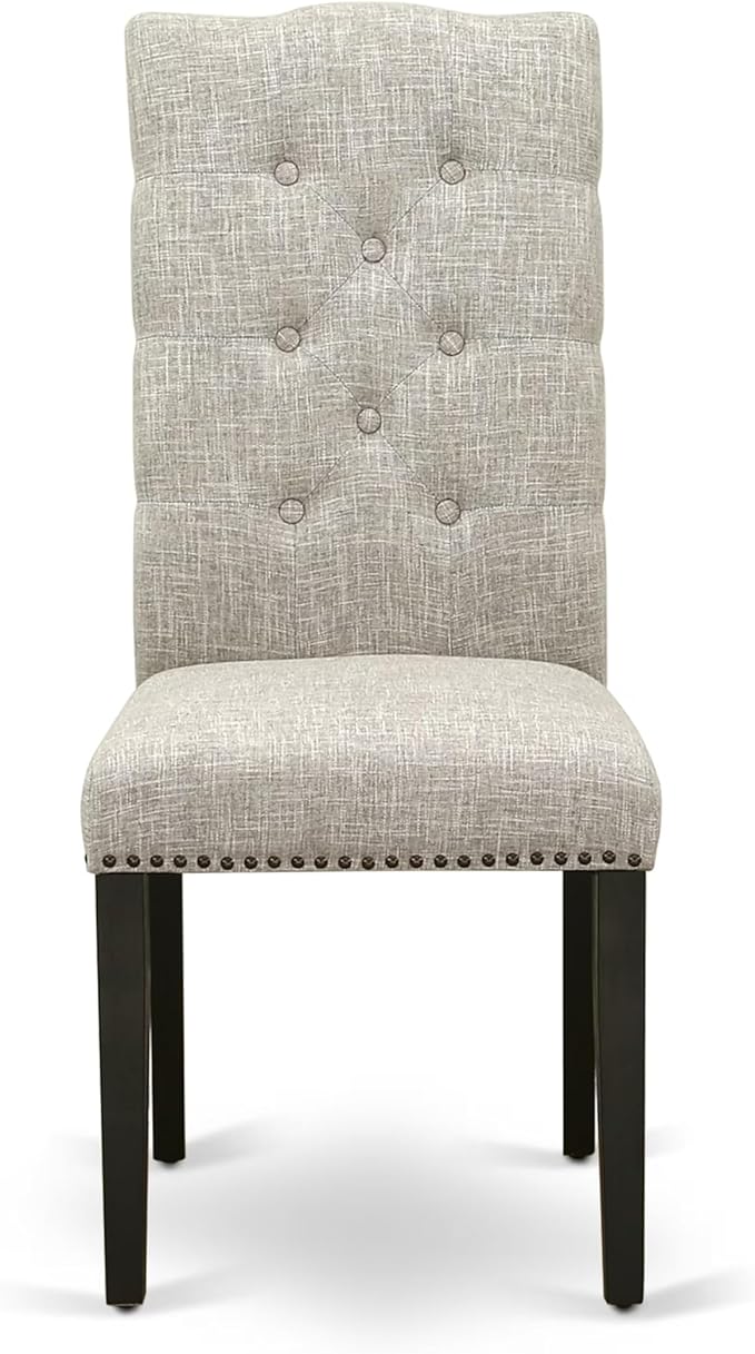 East West Furniture V677EL635-6 6 Piece Dining Table Set Contains a Rectangle Kitchen Table with V-Legs and 4 Doeskin Linen Fabric Upholstered Chairs with a Bench, 40x72 Inch, Multi-Color